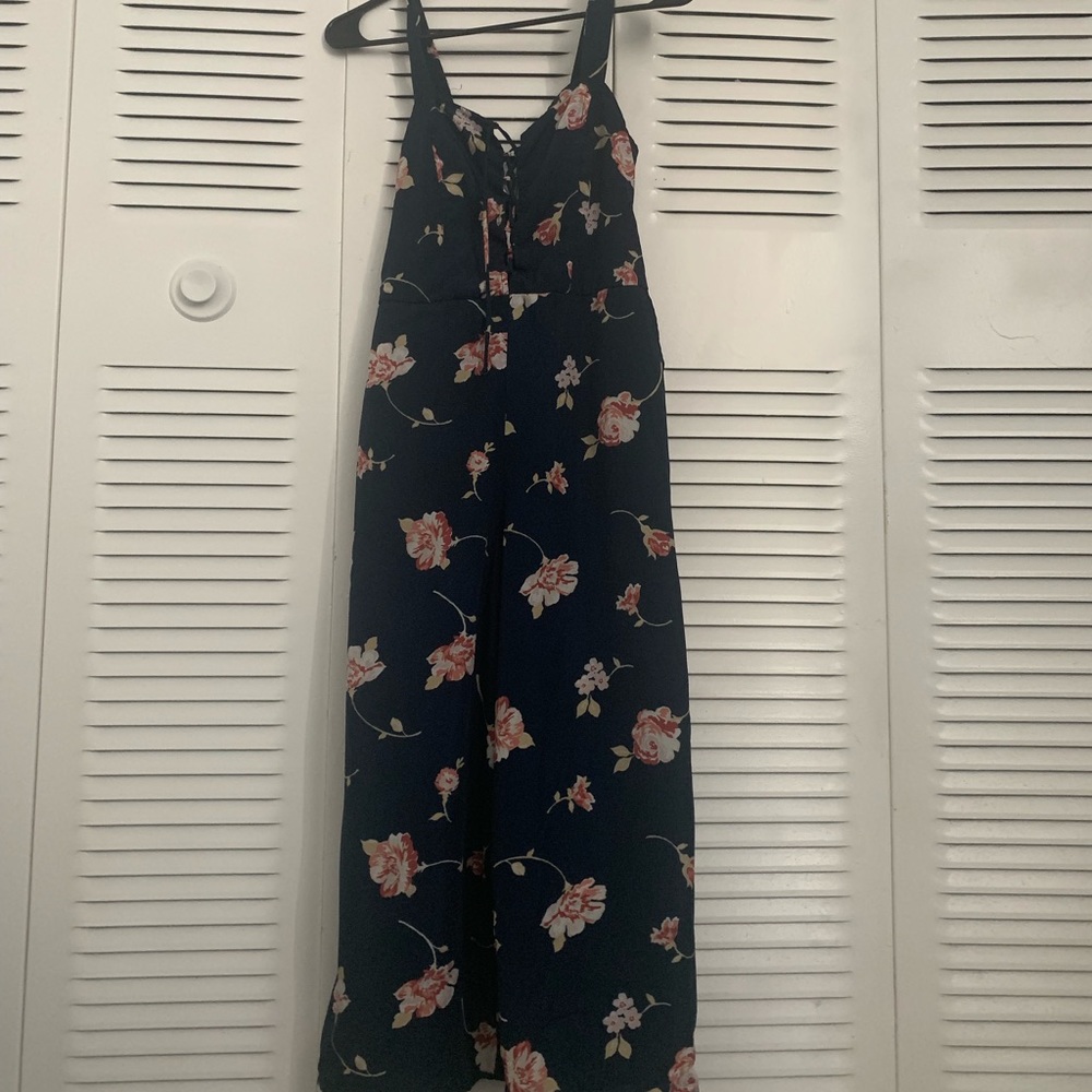 Navy blue floral jumpsuit